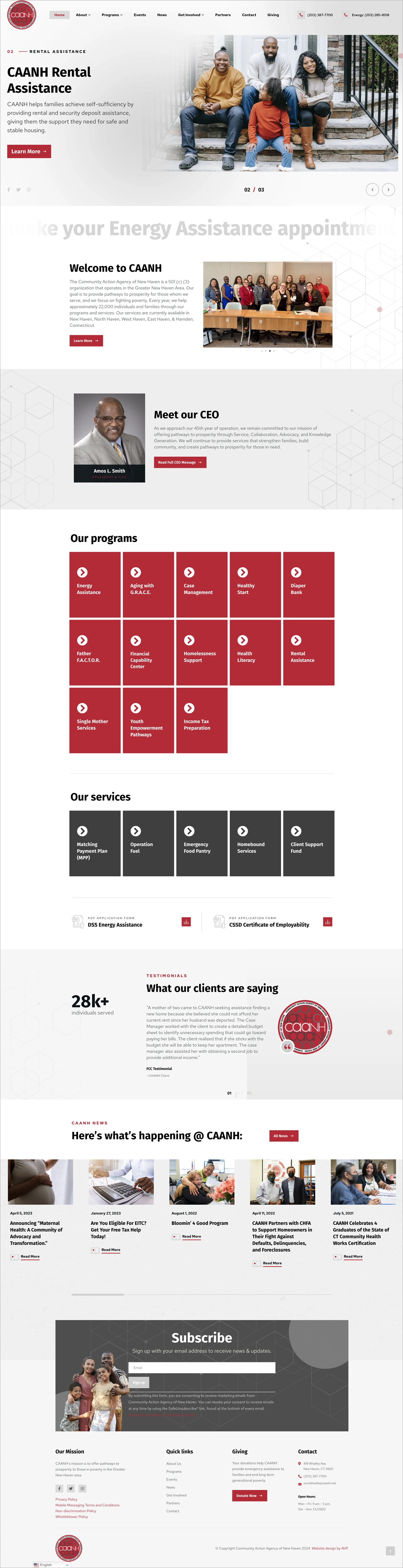 American view productions web site design home page for client CAANH