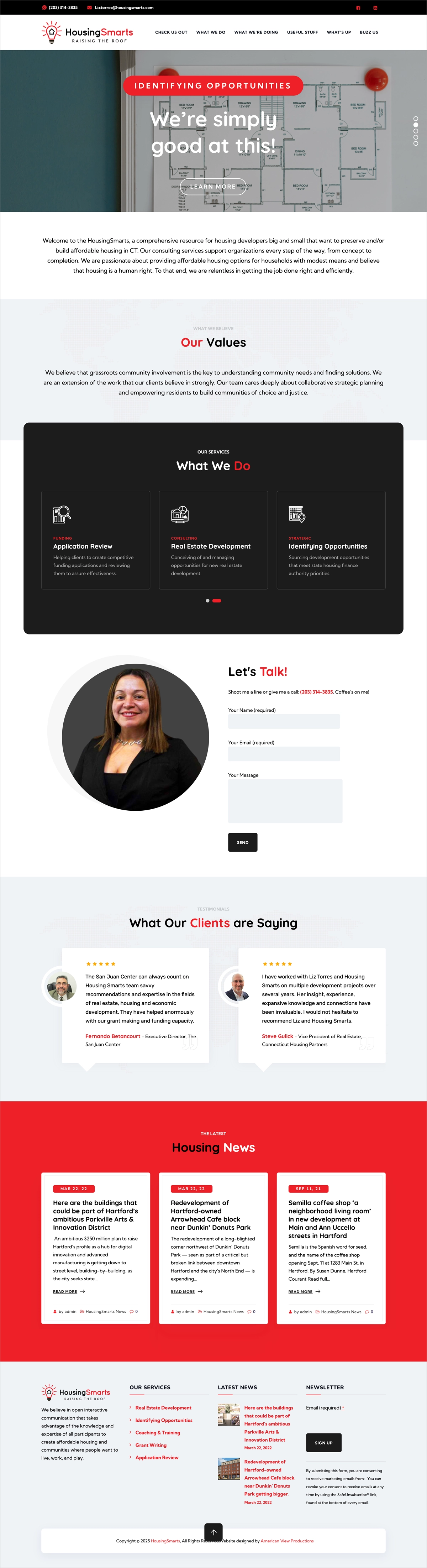 American view Production client web design. Housing smarts