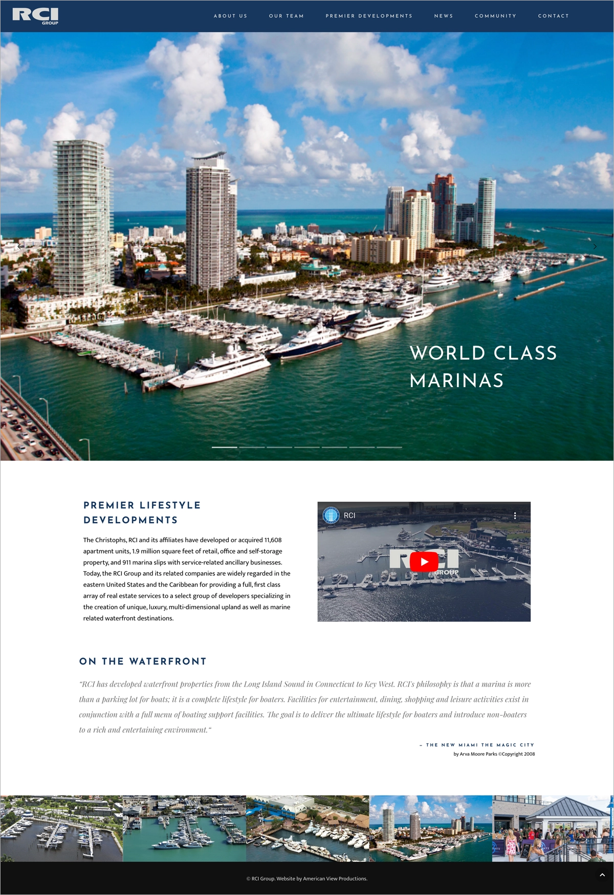 American view productions web design home page. RCI Group